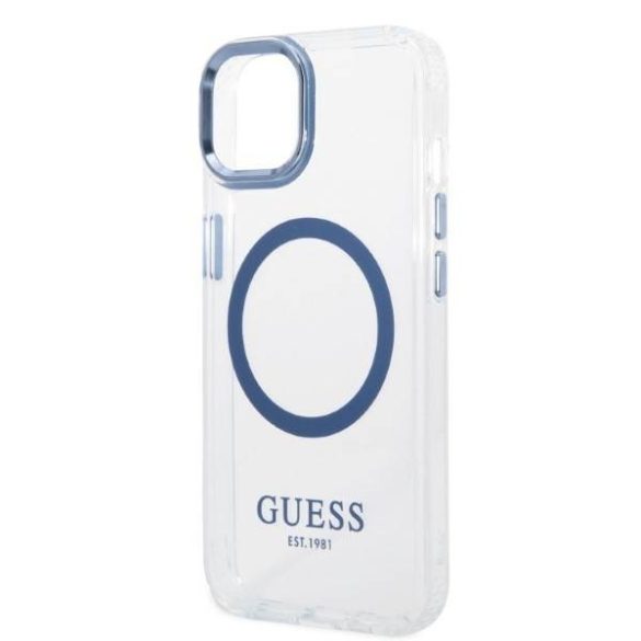 Guess GUHMP14MHTRMB iPhone 14 Plus / 15 Plus 6.7" kék keménytok Fém körvonalú Magsafe tok