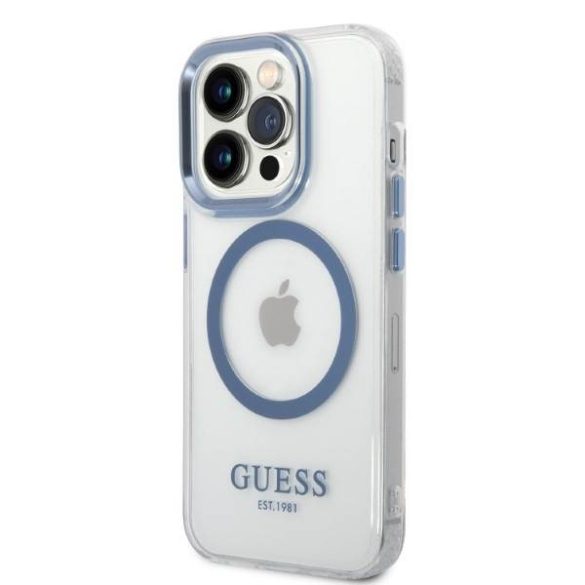 Guess GUHMP14XHTRMB iPhone 14 Pro Max 6,7" kék keménytok Fém körvonalú Magsafe tok