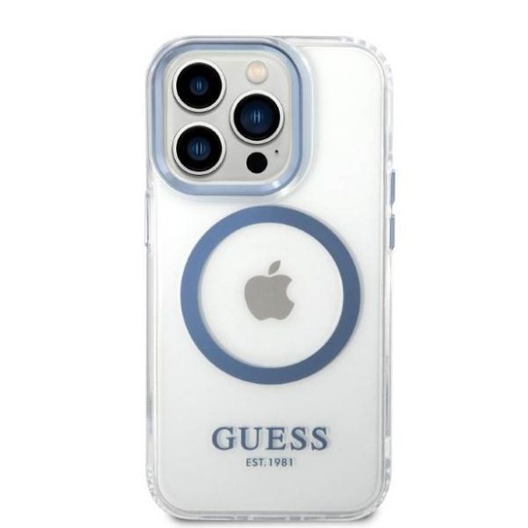 Guess GUHMP14XHTRMB iPhone 14 Pro Max 6,7" kék keménytok Fém körvonalú Magsafe tok