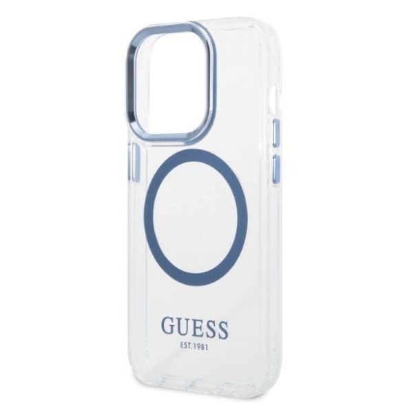 Guess GUHMP14XHTRMB iPhone 14 Pro Max 6,7" kék keménytok Fém körvonalú Magsafe tok