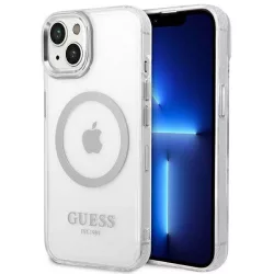   Guess GUHMP14SHTRMS iPhone 14 6.1" ezüst keménytok Fém körvonalú Magsafe tok