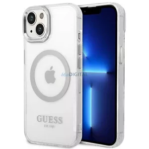 Guess GUHMP14MHTRMS iPhone 14 Plus 6.7" ezüst keménytok Fém körvonalú Magsafe tok