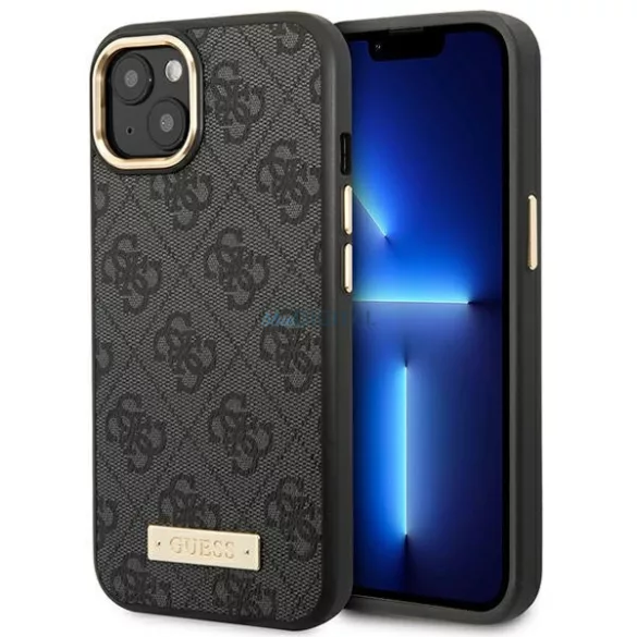 Guess GUHMP14MU4GPRK iPhone 14 Plus 6.7" fekete keménytok 4G Logo Plate MagSafe