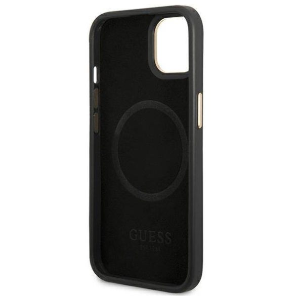 Guess GUHMP14MU4GPRK iPhone 14 Plus / 15 Plus 6.7" fekete keménytok 4G Logo Plate MagSafe