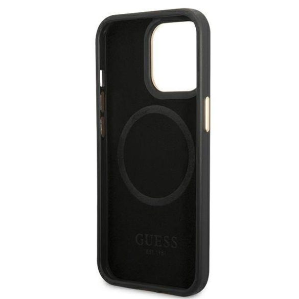 Guess GUHMP14XU4GPRK iPhone 14 Pro Max 6,7" fekete 4G Logo Plate MagSafe keménytok