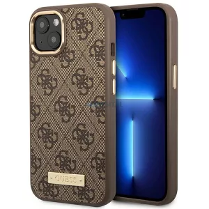 Guess GUHMP14MU4GPRW iPhone 14 Plus 6.7" barna keménytok 4G Logo Plate MagSafe