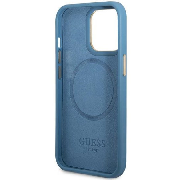 Guess GUHMP14XU4GPRB iPhone 14 Pro Max 6,7" kék keménytok  4G Logo Plate MagSafe