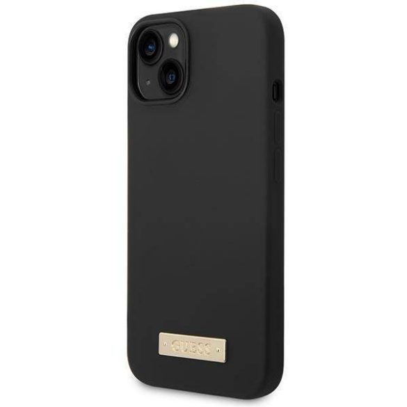 Guess GUHMP14MSBPLK iPhone 14 Plus / 15 Plus 6.7" fekete keménytok Szilikon logós lemez MagSafe
