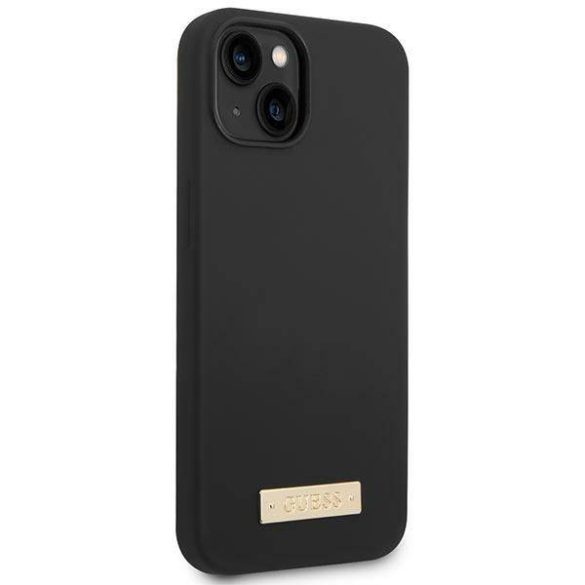 Guess GUHMP14MSBPLK iPhone 14 Plus / 15 Plus 6.7" fekete keménytok Szilikon logós lemez MagSafe