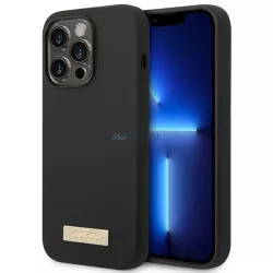   Guess GUHMP14XSBPLK iPhone 14 Pro Max 6,7" fekete szilikon Logo Plate MagSafe keménytok