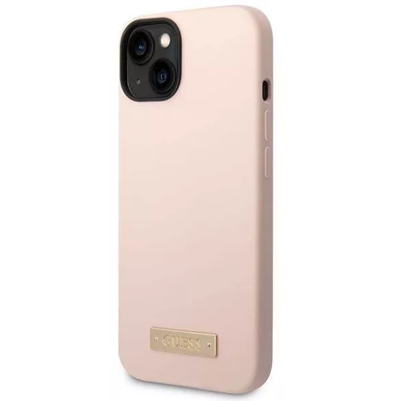 Guess GUHMP14SSBPLP iPhone 14 6.1" rózsaszín keménytok Szilikon logós lemez MagSafe