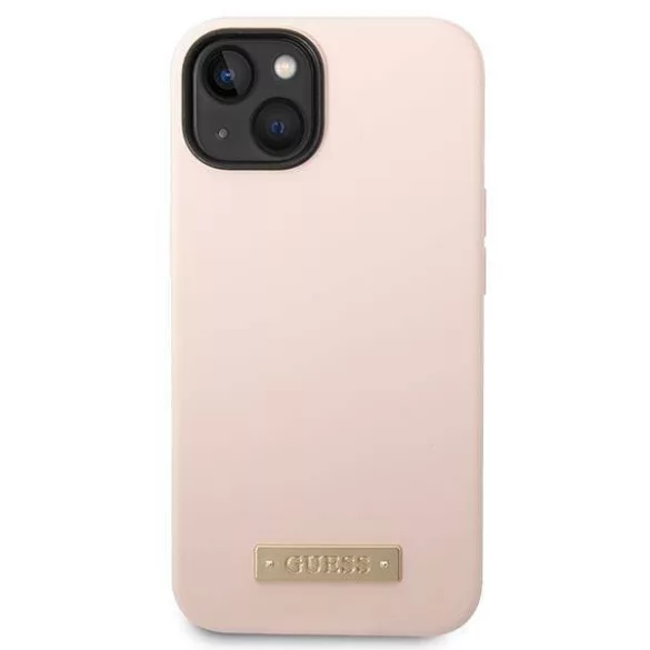 Guess GUHMP14SSBPLP iPhone 14 6.1" rózsaszín keménytok Szilikon logós lemez MagSafe