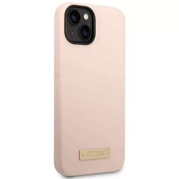 Guess GUHMP14SSBPLP iPhone 14 6.1" rózsaszín keménytok Szilikon logós lemez MagSafe