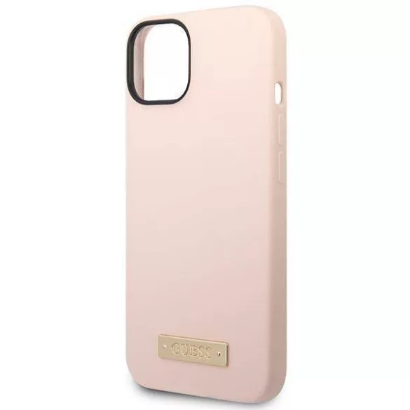 Guess GUHMP14SSBPLP iPhone 14 6.1" rózsaszín keménytok Szilikon logós lemez MagSafe