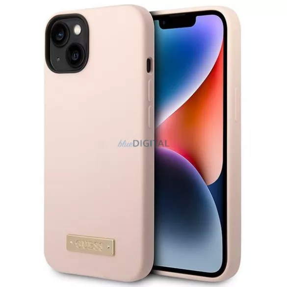 Guess GUHMP14MSBPLP iPhone 14 Plus 6.7" rózsaszín keménytok Szilikon logós lemez MagSafe