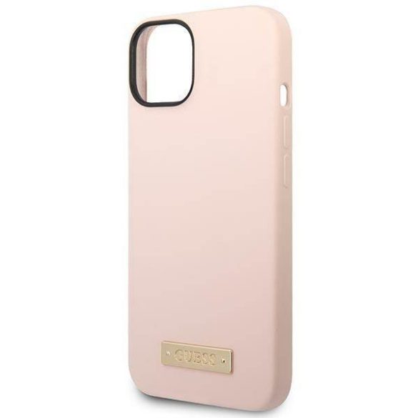 Guess GUHMP14MSBPLP iPhone 14 Plus / 15 Plus 6.7" rózsaszín keménytok Szilikon logós lemez MagSafe