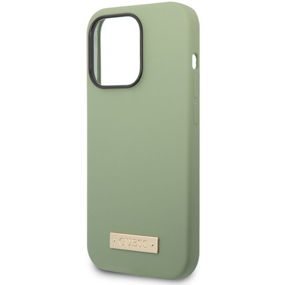 Guess GUHMP14XSBPLA iPhone 14 Pro Max 6.7" zöld/khaki keménytok  Szilikon logós lemez MagSafe