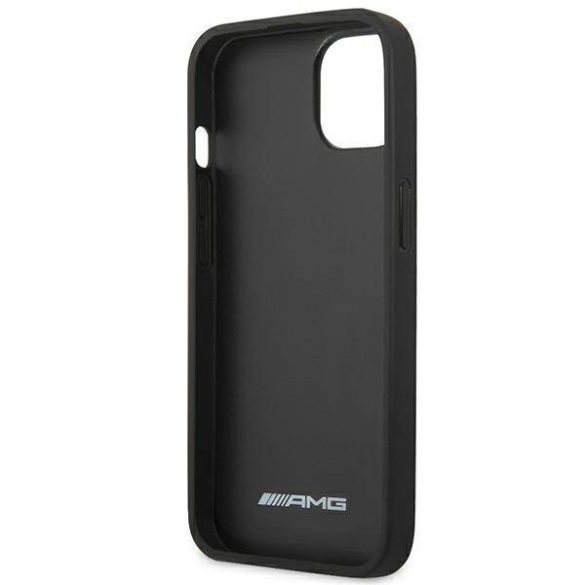 AMG AMHCP14SDOLBK iPhone 14 / 15 / 13 6.1" fekete keménytok bőr, beleégetett logóvel ellátva