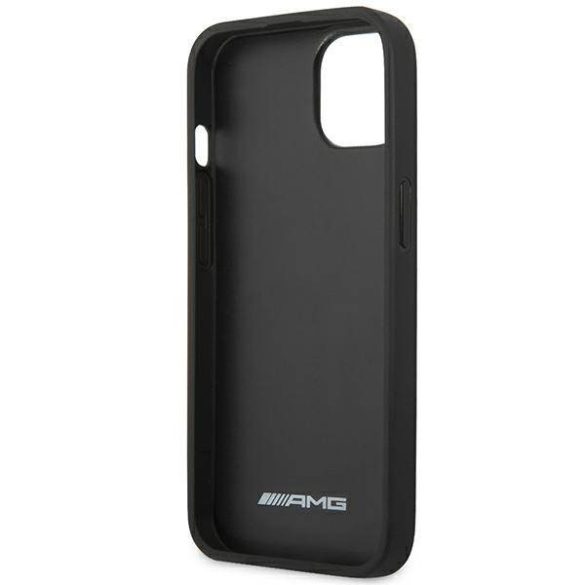 AMG AMHCP14SGSEBK iPhone 14 / 15 / 13 6.1" fekete keménytok bőr dombornyomott vonalakkal