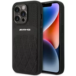   AMG AMHMP14LOSDBK iPhone 14 Pro 6.1" fekete bőr keménytok ívelt vonalvezetésű MagSafe bőrből