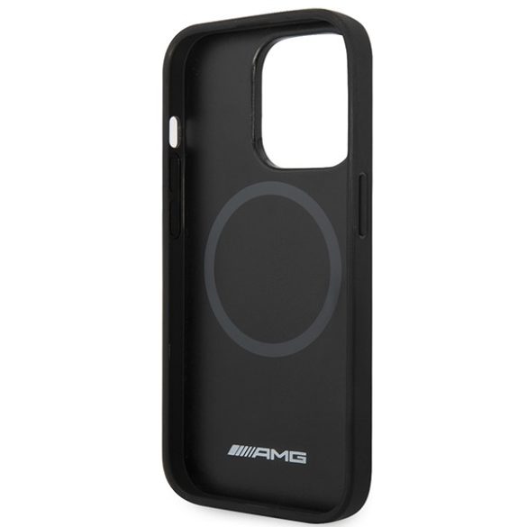 AMG AMHMP14LOSDBK iPhone 14 Pro 6.1" fekete bőr keménytok ívelt vonalvezetésű MagSafe bőrből