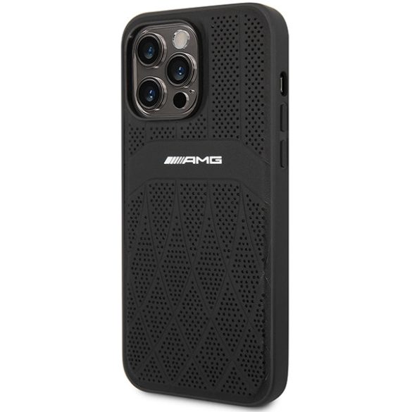 AMG AMHMP14XOSDBK iPhone 14 Pro Max 6,7" fekete bőr keménytok ívelt vonalvezetésű MagSafe bőr