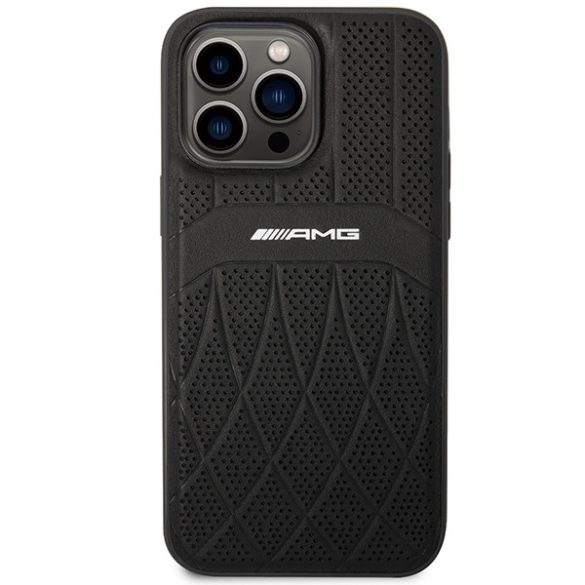 AMG AMHMP14XOSDBK iPhone 14 Pro Max 6,7" fekete bőr keménytok ívelt vonalvezetésű MagSafe bőr