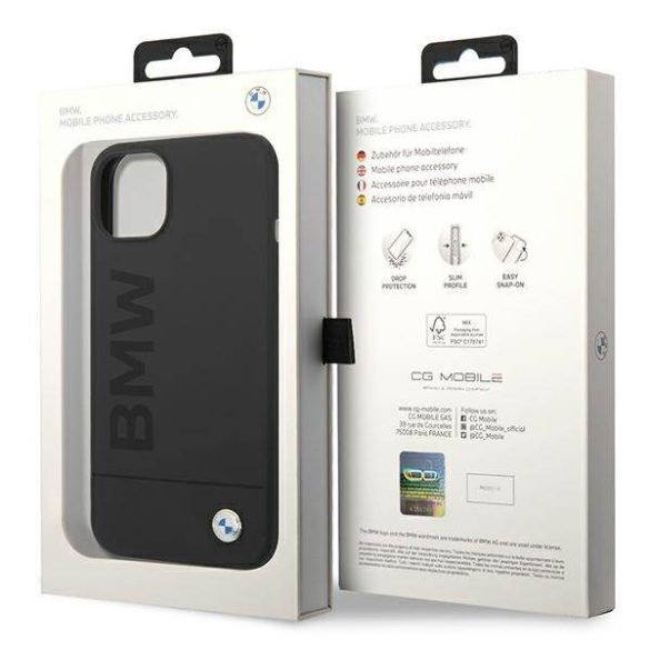 Etui BMW BMHMP14MSLBLBK iPhone 14 Plus / 15 Plus 6,7" fekete keménytok szilikon Signature Collectioni logó Magsafe