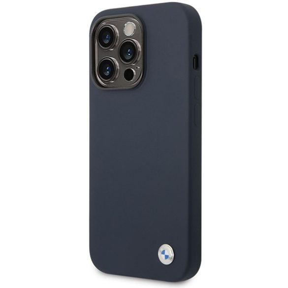 Etui BMW BMHMP14LSILNA iPhone 14 Pro 6,1" tengerészkék szilikon fém logó MagSafe tok