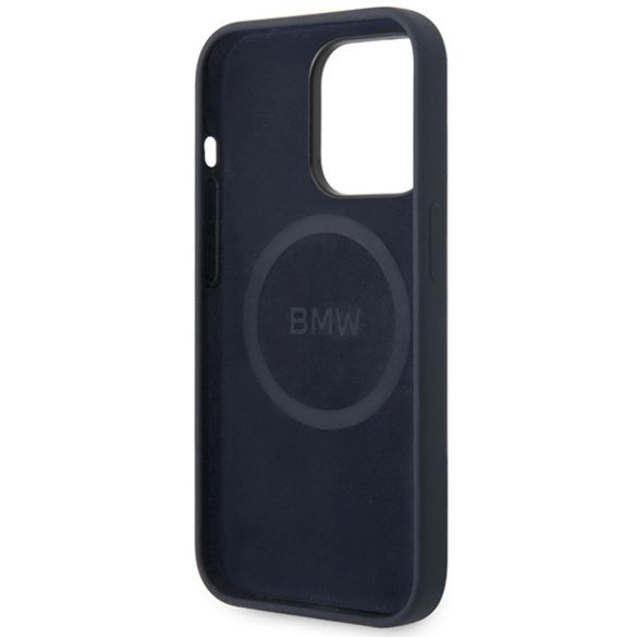 Etui BMW BMHMP14LSILNA iPhone 14 Pro 6,1" tengerészkék szilikon fém logó MagSafe tok