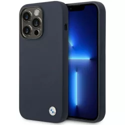   Etui BMW BMHMP14XSILNA iPhone 14 Pro Max 6,7" tengerészkék szilikon fém logós MagSafe MagSafe tok