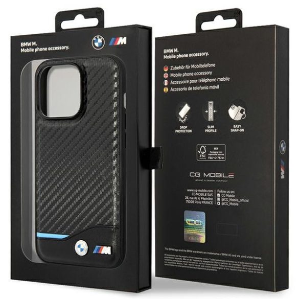 Etui BMW BMHMP14L22NBCK iPhone 14 Pro 6,1" fekete Carbon MagSafe tok