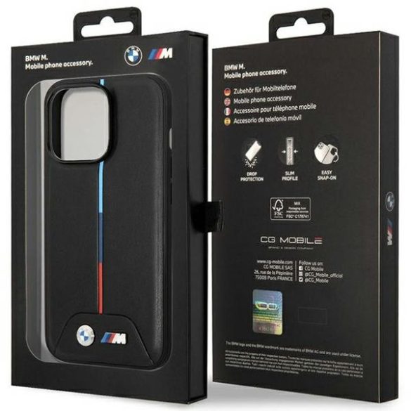 Etui BMW BMHMP13L22PVTK iPhone 13 Pro / 13 6.1" fekete steppelt trikolor MagSafe tok