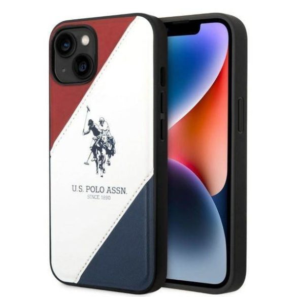US Polo USHCP14SPSO3 iPhone 14 / 15 / 13 6,1" fehér Tricolor dombornyomott tok