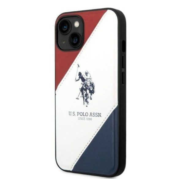 US Polo USHCP14SPSO3 iPhone 14 / 15 / 13 6,1" fehér Tricolor dombornyomott tok