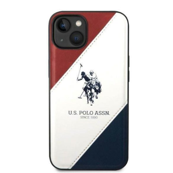 US Polo USHCP14SPSO3 iPhone 14 / 15 / 13 6,1" fehér Tricolor dombornyomott tok