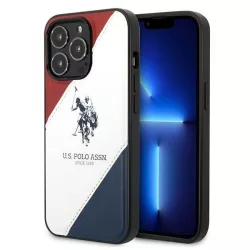   US Polo USHCP14XPSO3 iPhone 14 Pro Max 6,7" fehér tricolor dombornyomott tok