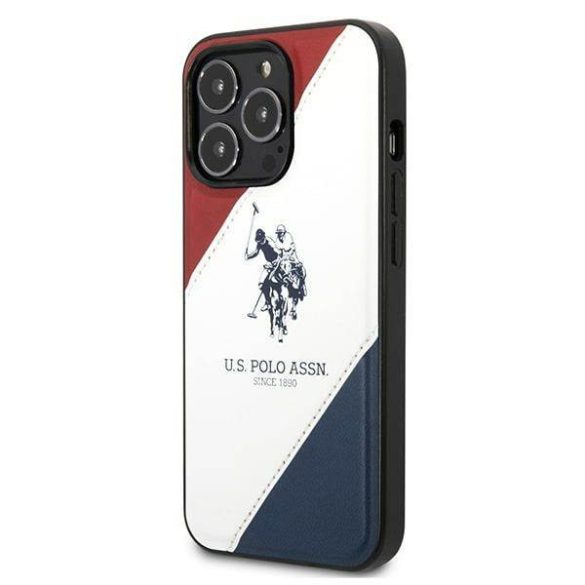 US Polo USHCP14XPSO3 iPhone 14 Pro Max 6,7" fehér tricolor dombornyomott tok