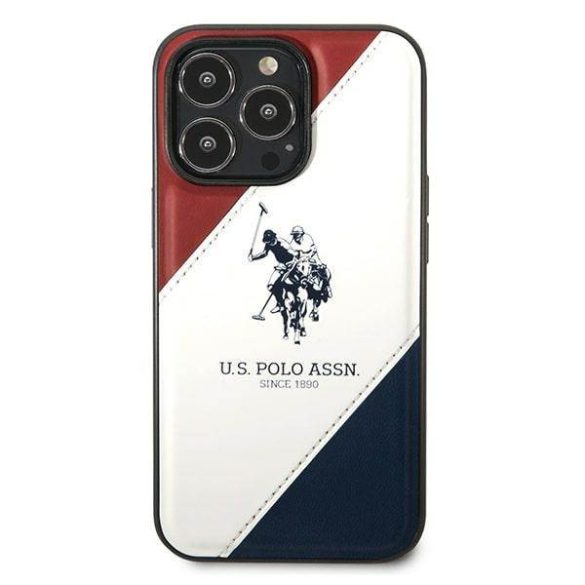 US Polo USHCP14XPSO3 iPhone 14 Pro Max 6,7" fehér tricolor dombornyomott tok