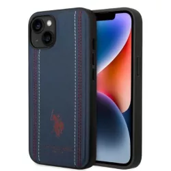   US Polo USHCP14SPFAV iPhone 14 6,1" tengerészkék Leather Stitch tok