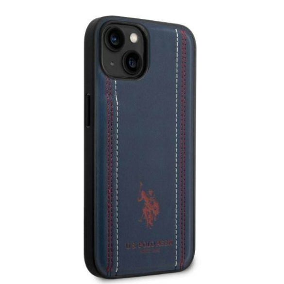 US Polo USHCP14MPFAV iPhone 14 Plus / 15 Plus 6.7" tengerészkék Leather Stitch tok