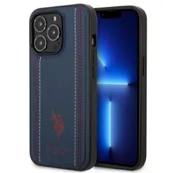   US Polo USHCP14LPFAV iPhone 14 Pro 6,1" gránátvörös/tengerészkék bőr tok varrással