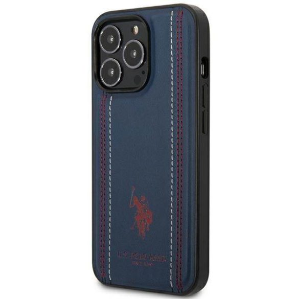 US Polo USHCP14LPFAV iPhone 14 Pro 6,1" gránátvörös/tengerészkék bőr tok varrással