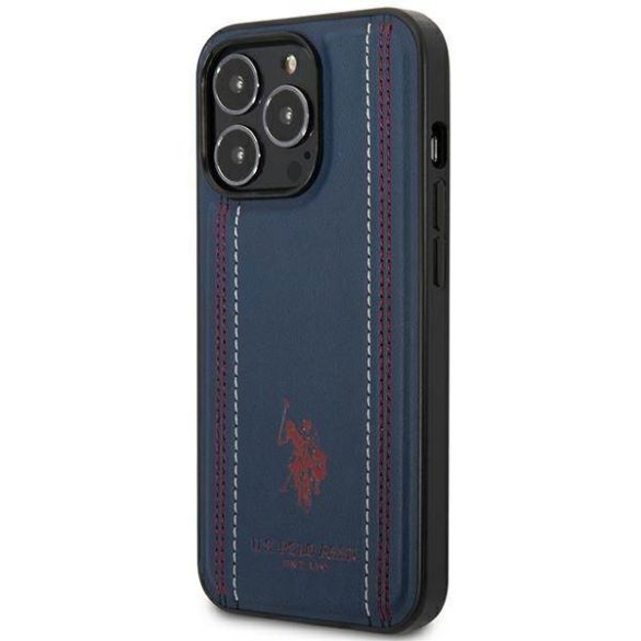 US Polo USHCP14XPFAV iPhone 14 Pro Max 6,7" kék bőr tok varrással