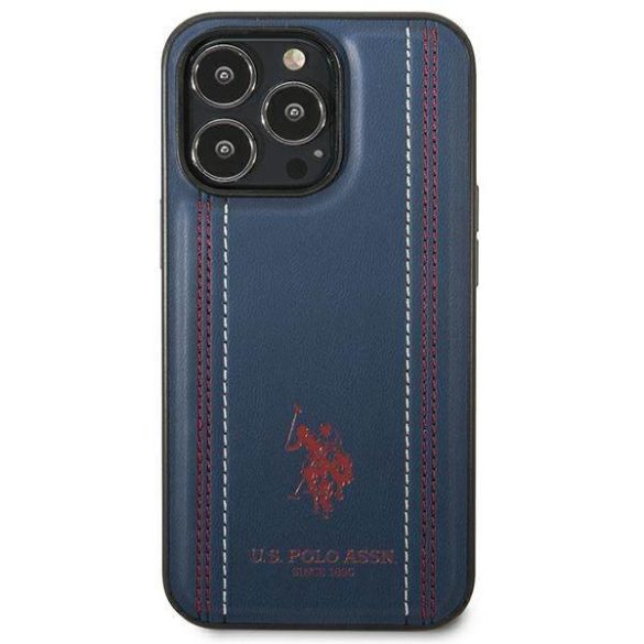 US Polo USHCP14XPFAV iPhone 14 Pro Max 6,7" kék bőr tok varrással