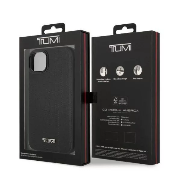 Tumi TUHMP14SRBAK Leather Balistic Pattern MagSafe-kompatibilis tok iPhone 13/14 - fekete