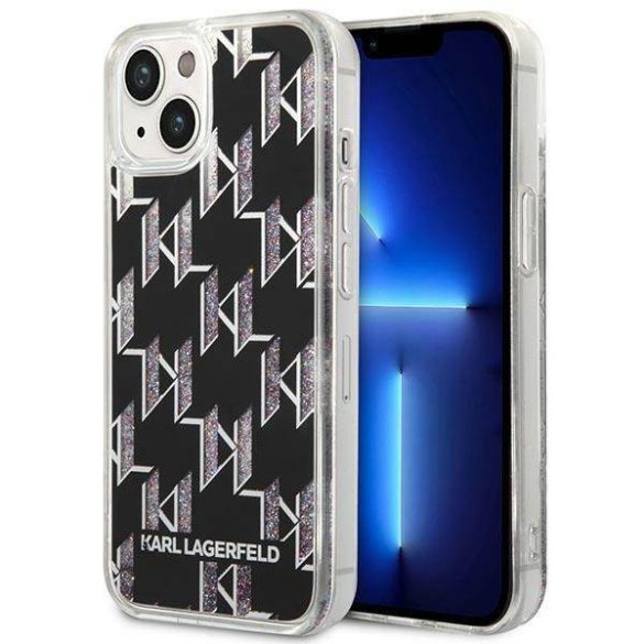 Karl Lagerfeld KLHCP14SLMNMK iPhone 14 / 15 / 13 6,1" keménytok fekete Folyékony csillogó monogram