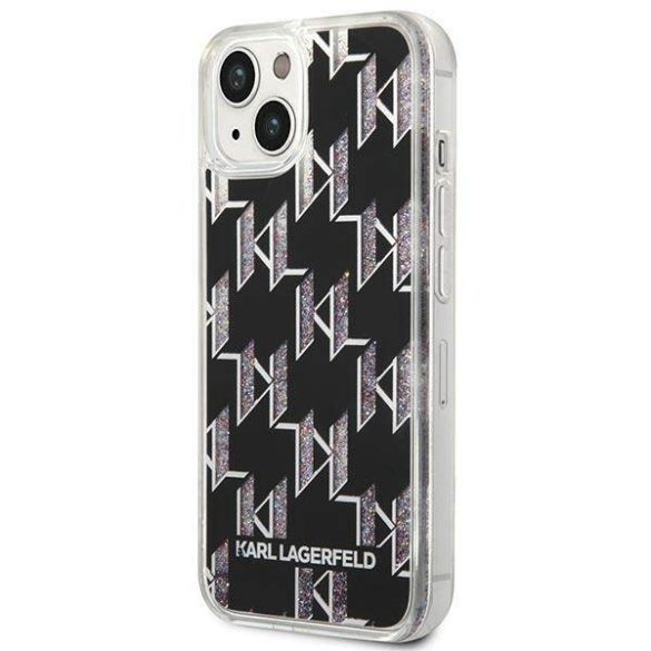 Karl Lagerfeld KLHCP14SLMNMK iPhone 14 / 15 / 13 6,1" keménytok fekete Folyékony csillogó monogram