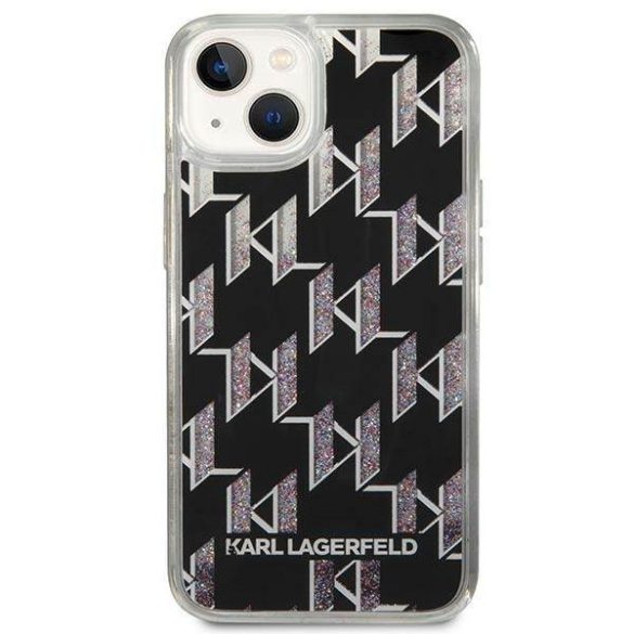 Karl Lagerfeld KLHCP14SLMNMK iPhone 14 / 15 / 13 6,1" keménytok fekete Folyékony csillogó monogram