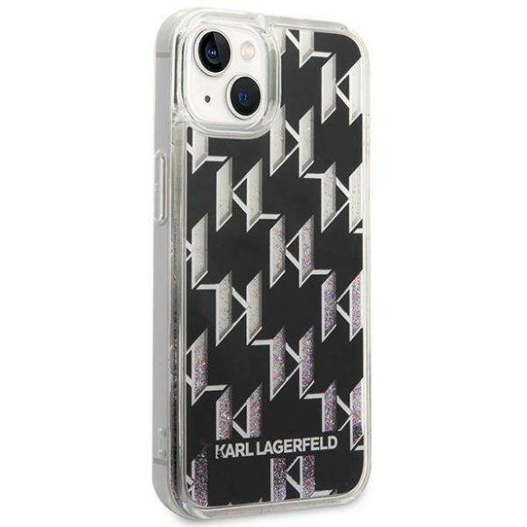 Karl Lagerfeld KLHCP14SLMNMK iPhone 14 / 15 / 13 6,1" keménytok fekete Folyékony csillogó monogram